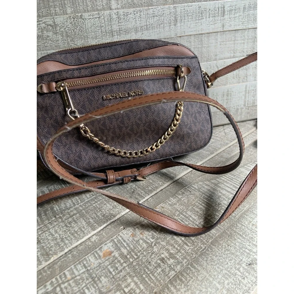 Michael Kors Jet Set Crossbody Bag Shoulder‎ with Large Zip Chain - Brown
